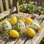 Handcrafted Paper Mache Easter Egg Decorations Set – Hanging Spring Easter Ornaments for Tree, Table Centrepiece & Seasonal Home Décor