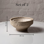 Set of 2 Handcrafted Paper Mache Decorative Bowls – Rustic Stone Finish Potpourri Bowl Set for Coffee Table, Living Room & Modern UK Home Décor