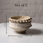 Set of 2 Rustic Decorative Bowls – Textured Stone Effect Centrepiece Bowls for Coffee Table, Potpourri & Dried Flower Display – Farmhouse Home Décor for UK & European Homes