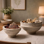 Set of 2 Handcrafted Paper Mache Decorative Bowls – Rustic Textured Potpourri Holders, Eco-Friendly Centrepiece Table Décor for UK & European Homes