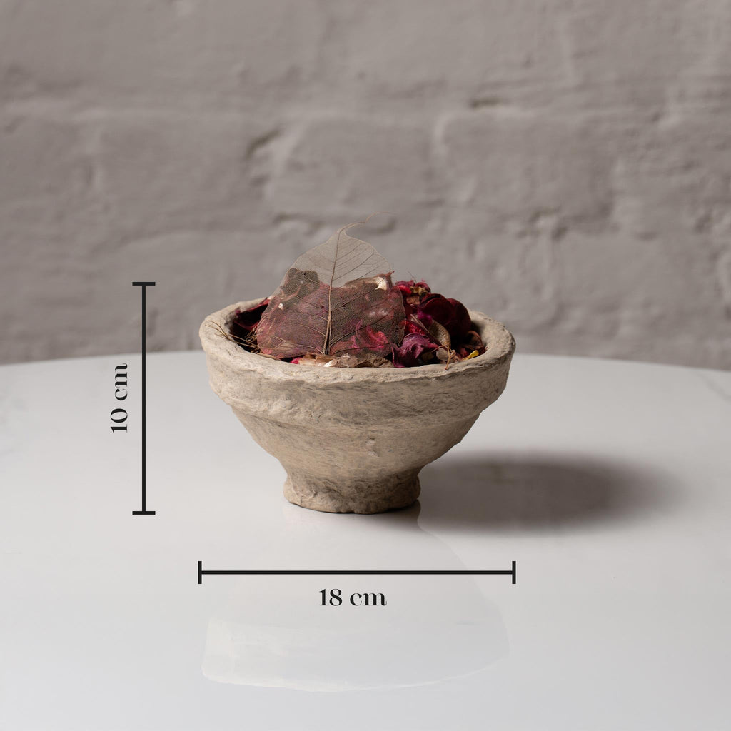 Set of 2 Handcrafted Paper Mache Decorative Bowls – Rustic Textured Potpourri Holders, Eco-Friendly Centrepiece Table Décor for UK & European Homes