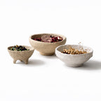 Aala Set of 3 Handmade Paper Mache Decorative Bowls – Rustic Neutral Potpourri Bowls for Coffee Table, Boho Home Decor Display Bowls Set, Natural Textured Tabletop Centrepiece
