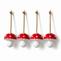 Handmade Paper Mâché Mushroom Christmas Ornaments – Set of 4