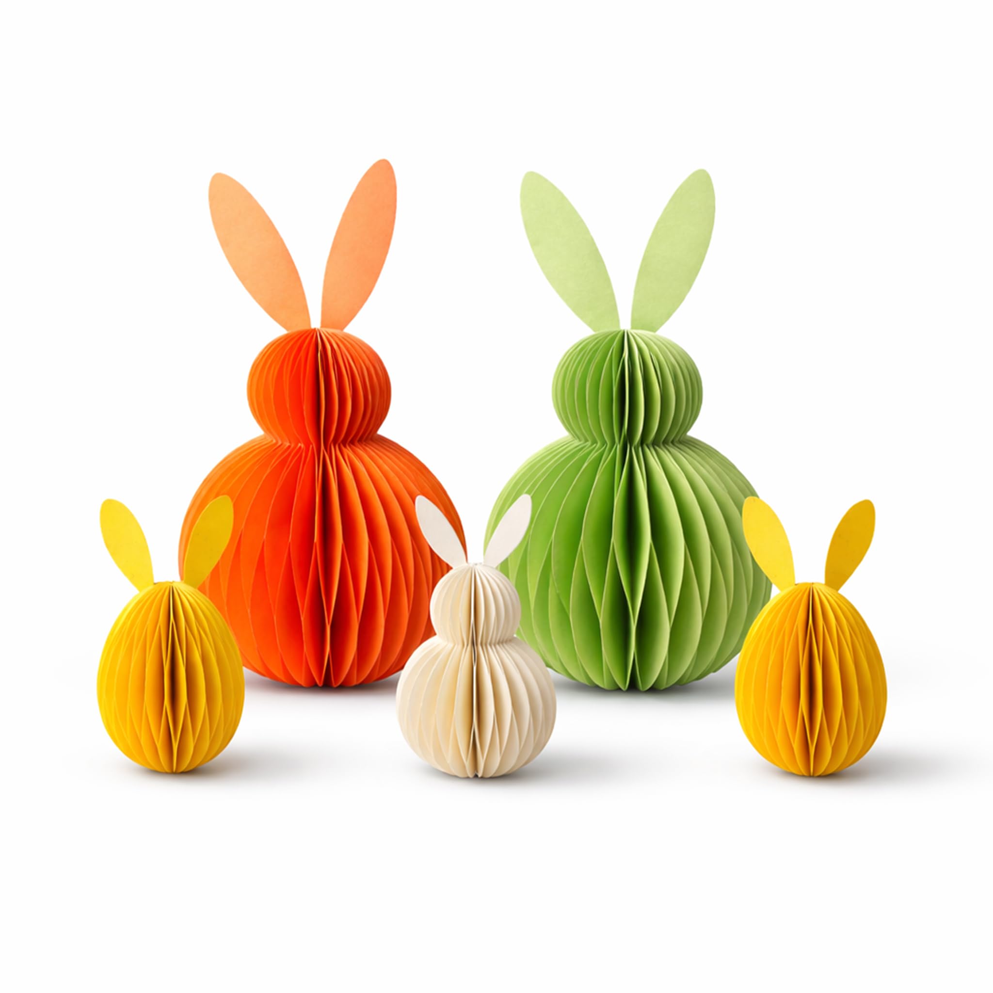 Easter Honeycomb Bunny Decorations Set – Paper Rabbit Ornaments with Magnetic Closure, Hanging & Tabletop Easter Decorations for Home, Easter Tree, Spring Party Decor (Reusable, Multicolour)