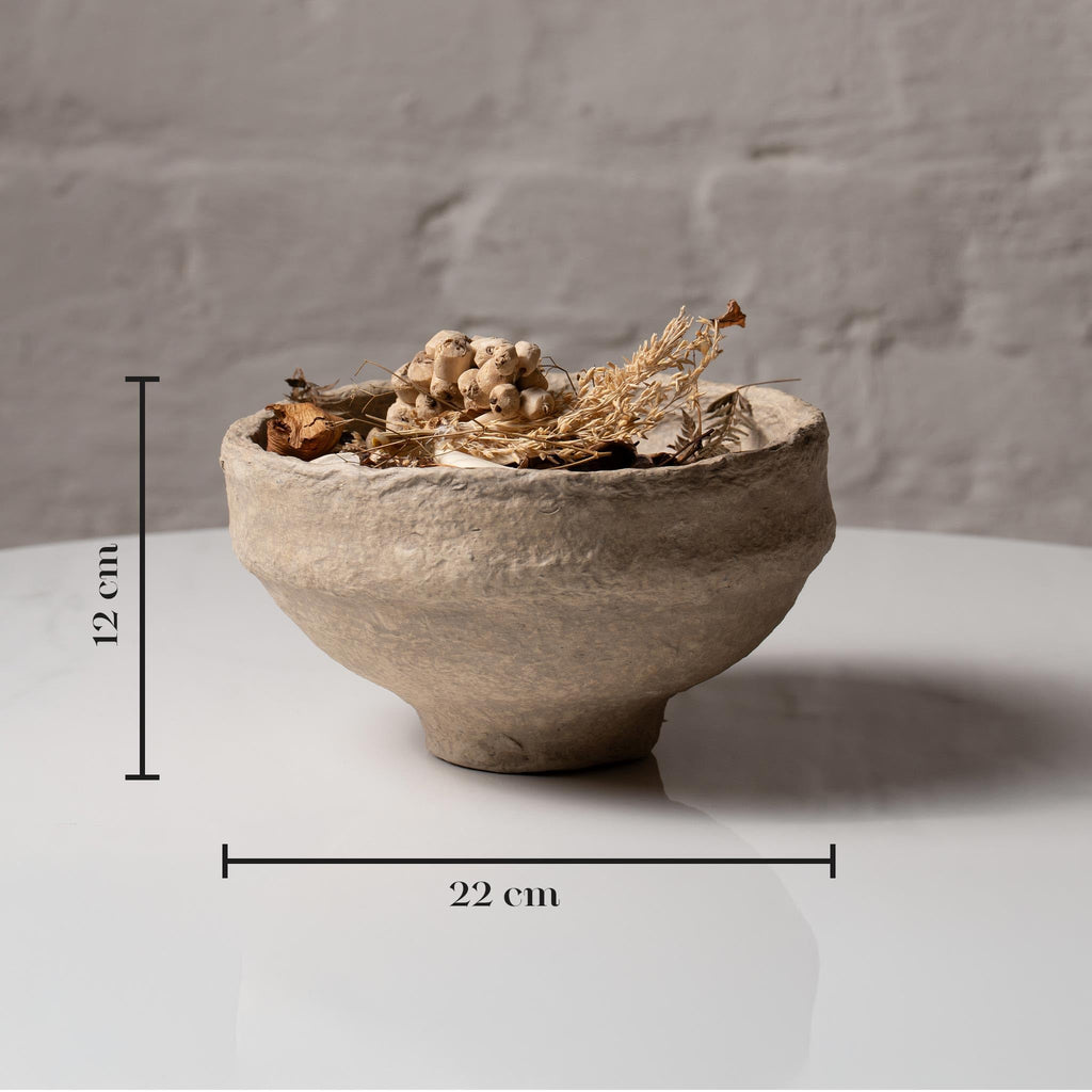 Set of 2 Handcrafted Paper Mache Decorative Bowls – Rustic Textured Potpourri Holders, Eco-Friendly Centrepiece Table Décor for UK & European Homes