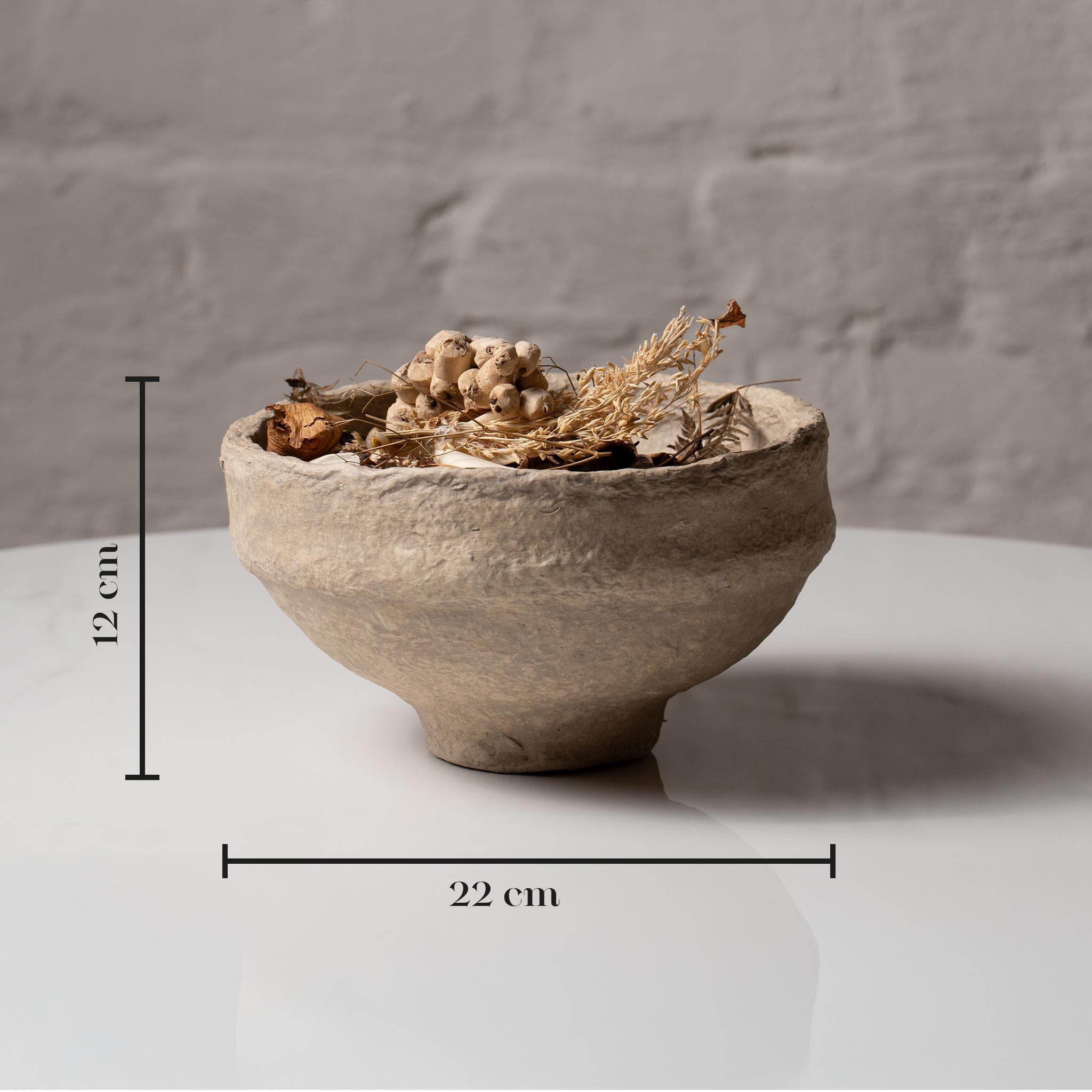 Set of 2 Handcrafted Paper Mache Decorative Bowls – Rustic Textured Potpourri Holders, Eco-Friendly Centrepiece Table Décor for UK & European Homes