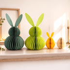 Honeycomb Easter Bunny Decorations Set – 3D Paper Bunny Ornaments with Magnetic Closure, Reusable Spring Table Centrepiece & Hanging Easter Egg Decor for Home, Party & Seasonal Display