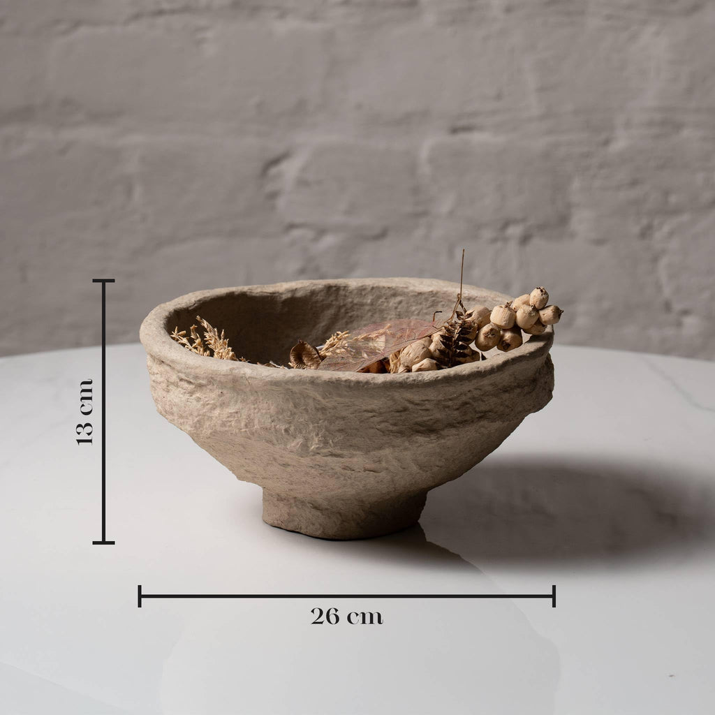 Set of 3 Handmade Paper Mache Decorative Bowls – Rustic Textured Nesting Bowl Set for UK & European Home Décor, Eco-Friendly Boho Centrepiece, Potpourri & Table Display Bowls
