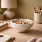 Aala Set of 3 Handmade Paper Mache Decorative Bowls – Rustic Neutral Potpourri Bowls for Coffee Table, Boho Home Decor Display Bowls Set, Natural Textured Tabletop Centrepiece