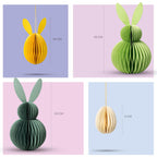 Honeycomb Easter Bunny Decorations Set – 3D Paper Bunny Ornaments with Magnetic Closure, Reusable Spring Table Centrepiece & Hanging Easter Egg Decor for Home, Party & Seasonal Display