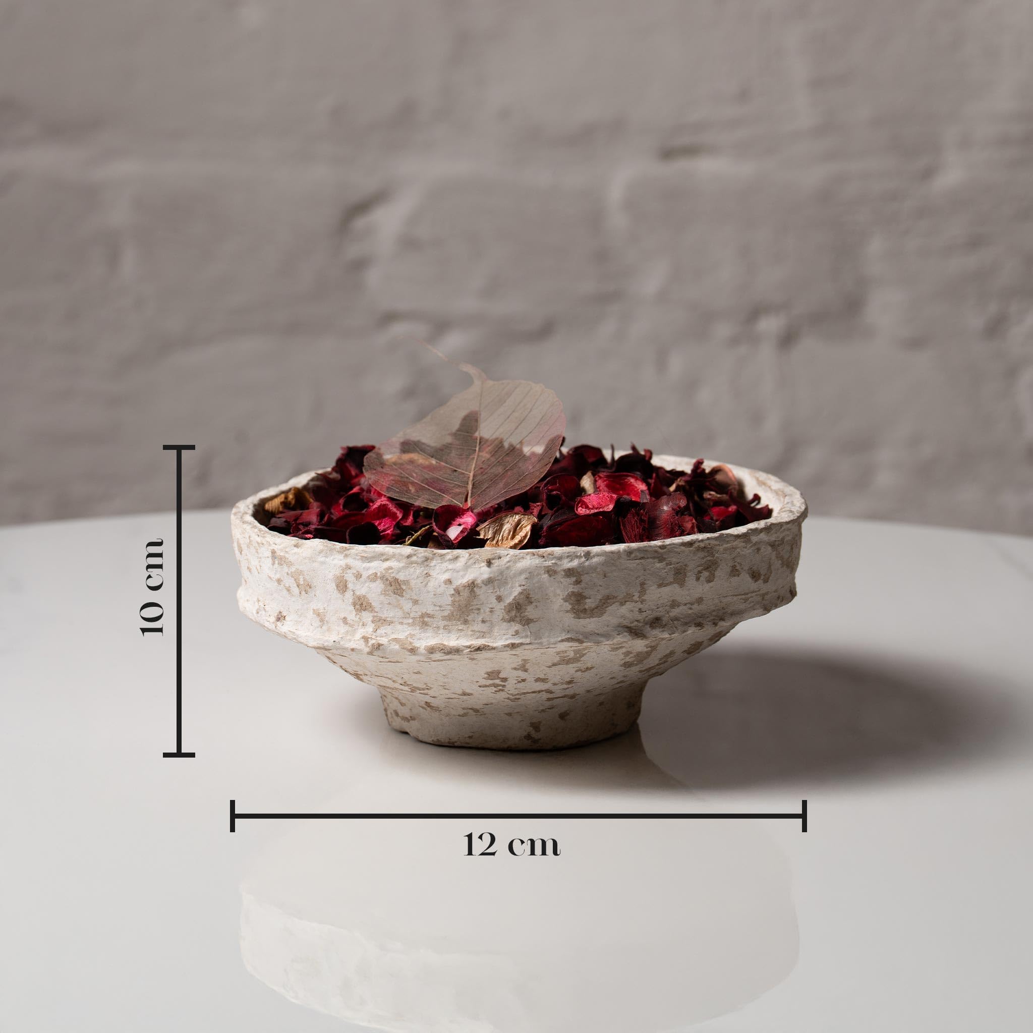 Set of 2 Handcrafted Paper Mache Decorative Bowls – Rustic Stone Finish Potpourri Bowl Set for Coffee Table, Living Room & Modern UK Home Décor