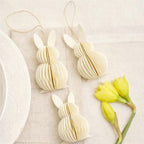 Honeycomb Paper Bunny Hanging Decorations – Set of 3 Easter Rabbit Ornaments for Spring Tree & Home Décor