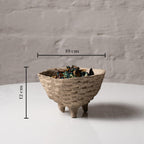 Aala Set of 3 Handmade Paper Mache Decorative Bowls – Rustic Neutral Potpourri Bowls for Coffee Table, Boho Home Decor Display Bowls Set, Natural Textured Tabletop Centrepiece