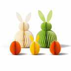 3D Honeycomb Easter Bunny Decoration Set – Foldable Paper Bunny Ornaments with Magnetic Closure, Spring Table Centrepiece & Hanging Easter Egg Decorations for Home, Easter Party and Seasonal Decor