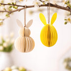 Honeycomb Easter Bunny Decorations Set – 3D Paper Rabbit Table & Hanging Ornaments with Magnetic Closure, Reusable Spring Easter Party & Home Décor (Pastel Bunny Set)