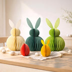 Honeycomb Easter Bunny Decorations Set – Foldable Paper Bunny Ornaments with Magnetic Closure, Reusable Spring Table Centrepiece, Hanging Easter Tree Decorations for Home, Party & Table Decor