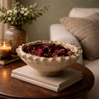 Set of 2 Rustic Decorative Bowls – Textured Stone Effect Centrepiece Bowls for Coffee Table, Potpourri & Dried Flower Display – Farmhouse Home Décor for UK & European Homes