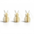 Honeycomb Paper Bunny Hanging Decorations – Set of 3 Easter Rabbit Ornaments for Spring Tree & Home Décor