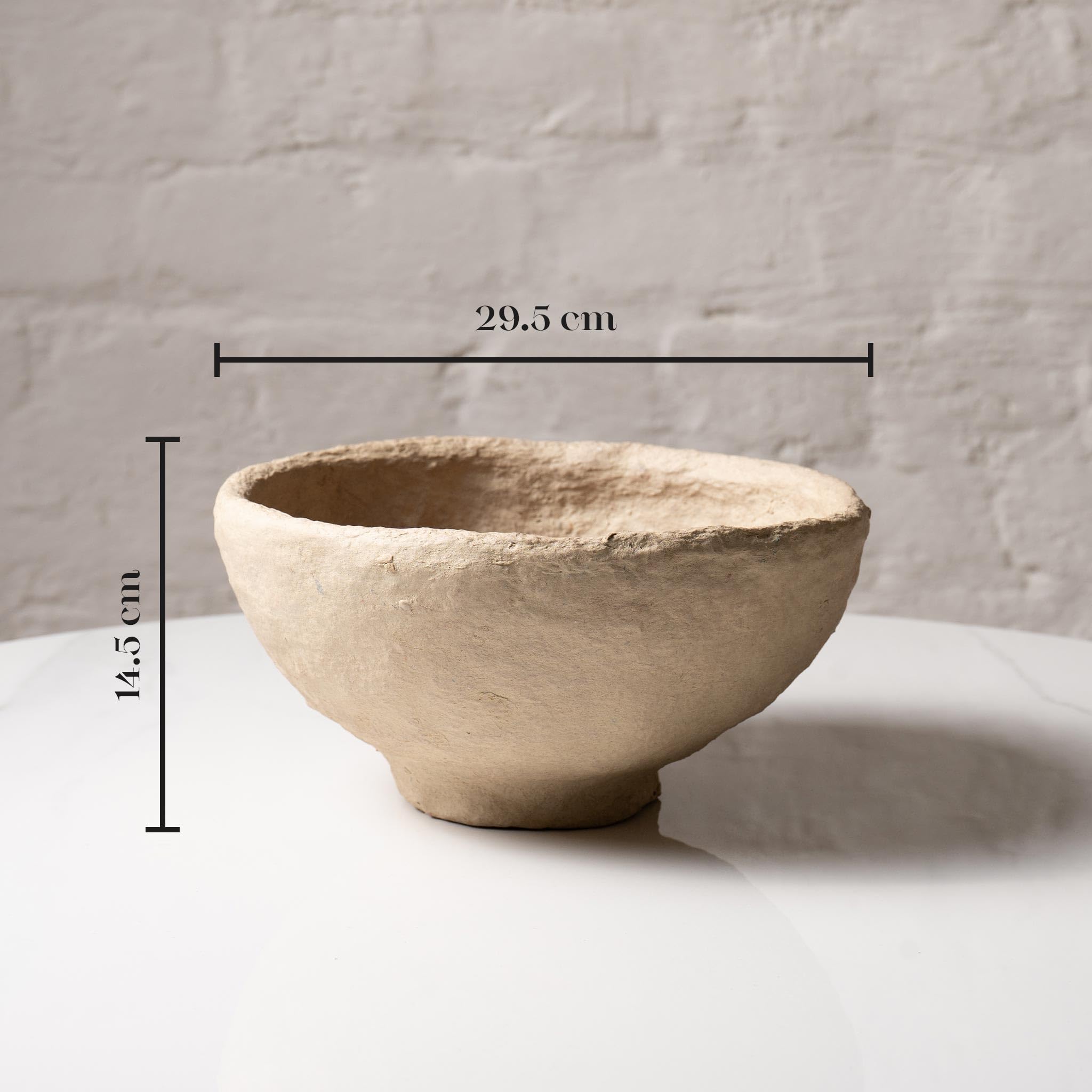 Set of 3 Handmade Paper Mache Decorative Bowls – Rustic Natural Textured Bowl Set for Home Décor, Coffee Table Centrepiece, Potpourri & Fruit Bowl, Boho Scandinavian Style Decorative Bowl Set