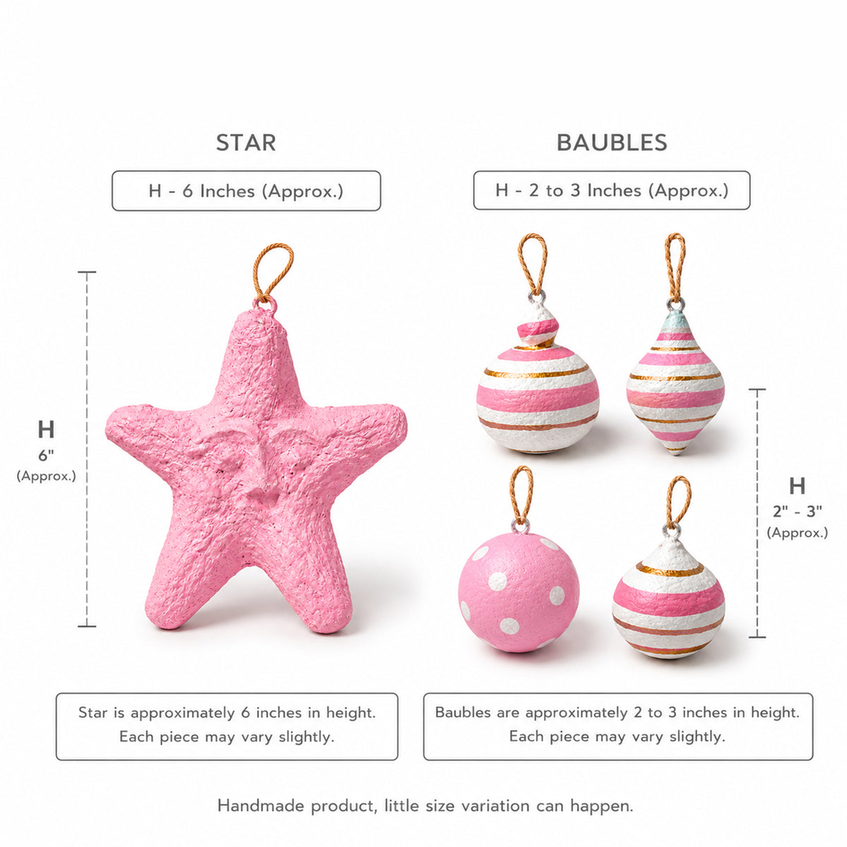 Care note for handcrafted clay and paper Christmas decorations