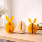 Honeycomb Easter Bunny Decorations Set – 3D Paper Bunny Ornaments with Magnetic Closure, Reusable Spring Table Centrepiece & Hanging Easter Egg Decor for Home, Party & Seasonal Display