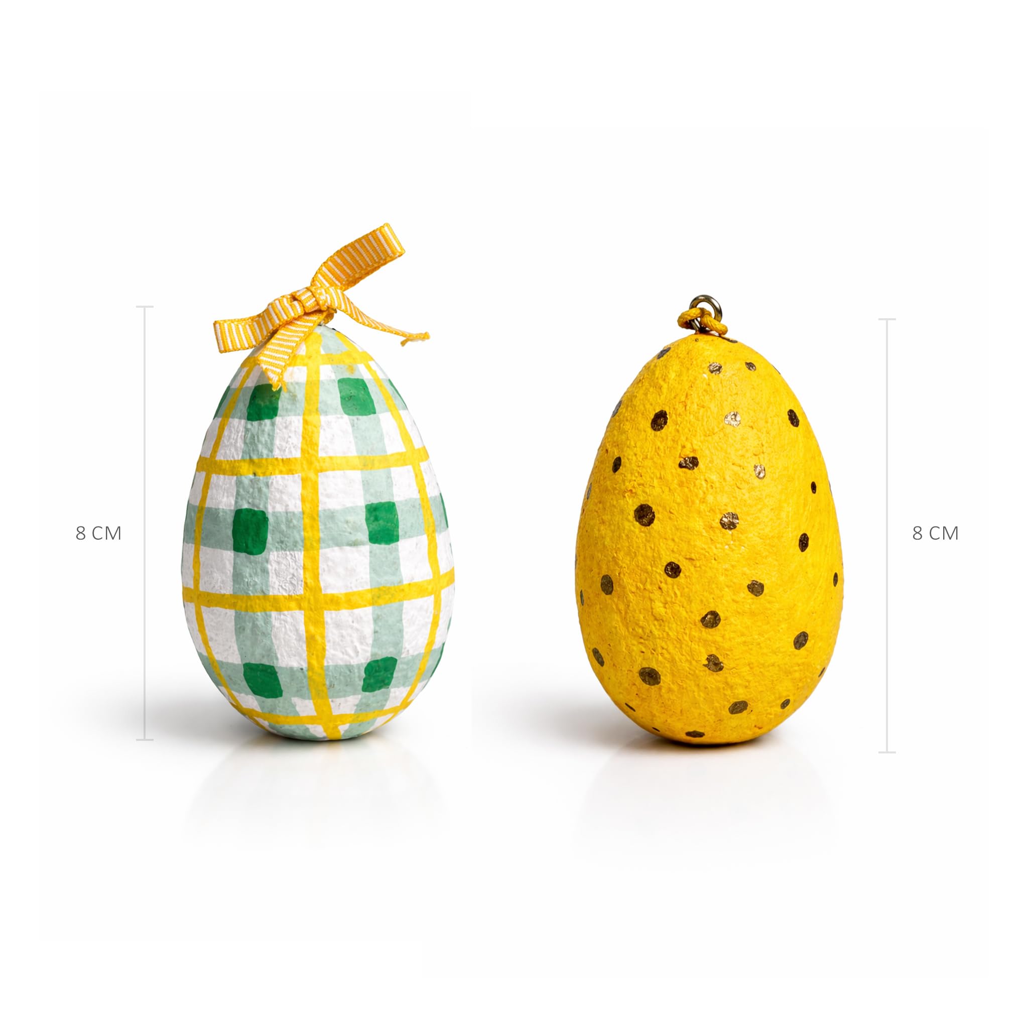 Handcrafted Paper Mache Easter Egg Decorations Set – Hanging Spring Easter Ornaments for Tree, Table Centrepiece & Seasonal Home Décor