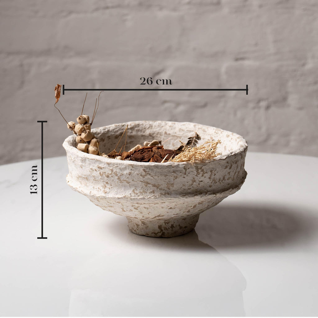 AALA INDIA Handmade Paper Mache Decorative Bowl Set of 3 – Rustic Textured Potpourri Bowls for Coffee Table, Centrepiece & Modern Home Décor