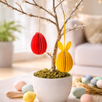 Honeycomb Easter Bunny Decorations Set – Foldable Paper Bunny Ornaments with Magnetic Closure, Reusable Spring Table Centrepiece, Hanging Easter Tree Decorations for Home, Party & Table Decor
