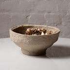 Handcrafted Paper Mache Decorative Bowl Set (2 Pieces) – Natural Textured Pedestal Bowls for Home Decor