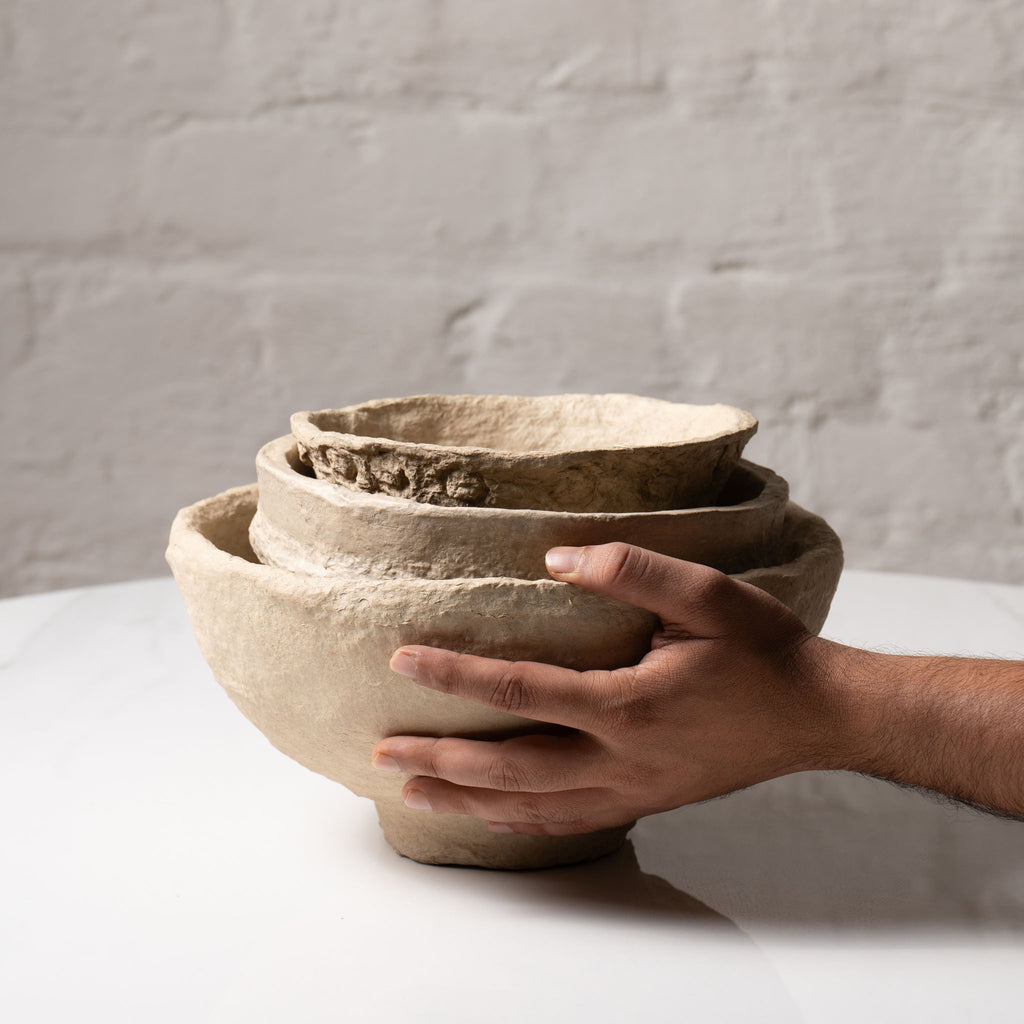 Handmade Papier-Mâché Potpourri & Decorative Bowl – Earth Tone | Aala India