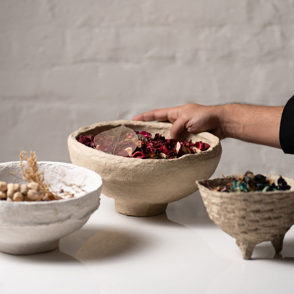 Handmade Papier-Mâché Potpourri & Decorative Bowl – Earth Tone | Aala India