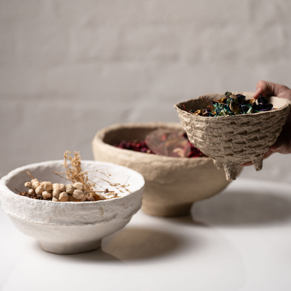 Handmade Papier-Mâché Potpourri & Decorative Bowl – Earth Tone | Aala India