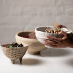 Handmade Papier-Mâché Bowl with Tripod Base | Earth Tone Decor