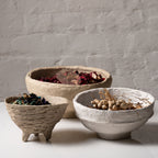 Handmade Papier-Mâché Bowl with Tripod Base | Earth Tone Decor