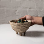 Handmade Papier-Mâché Bowl with Tripod Base | Earth Tone Decor