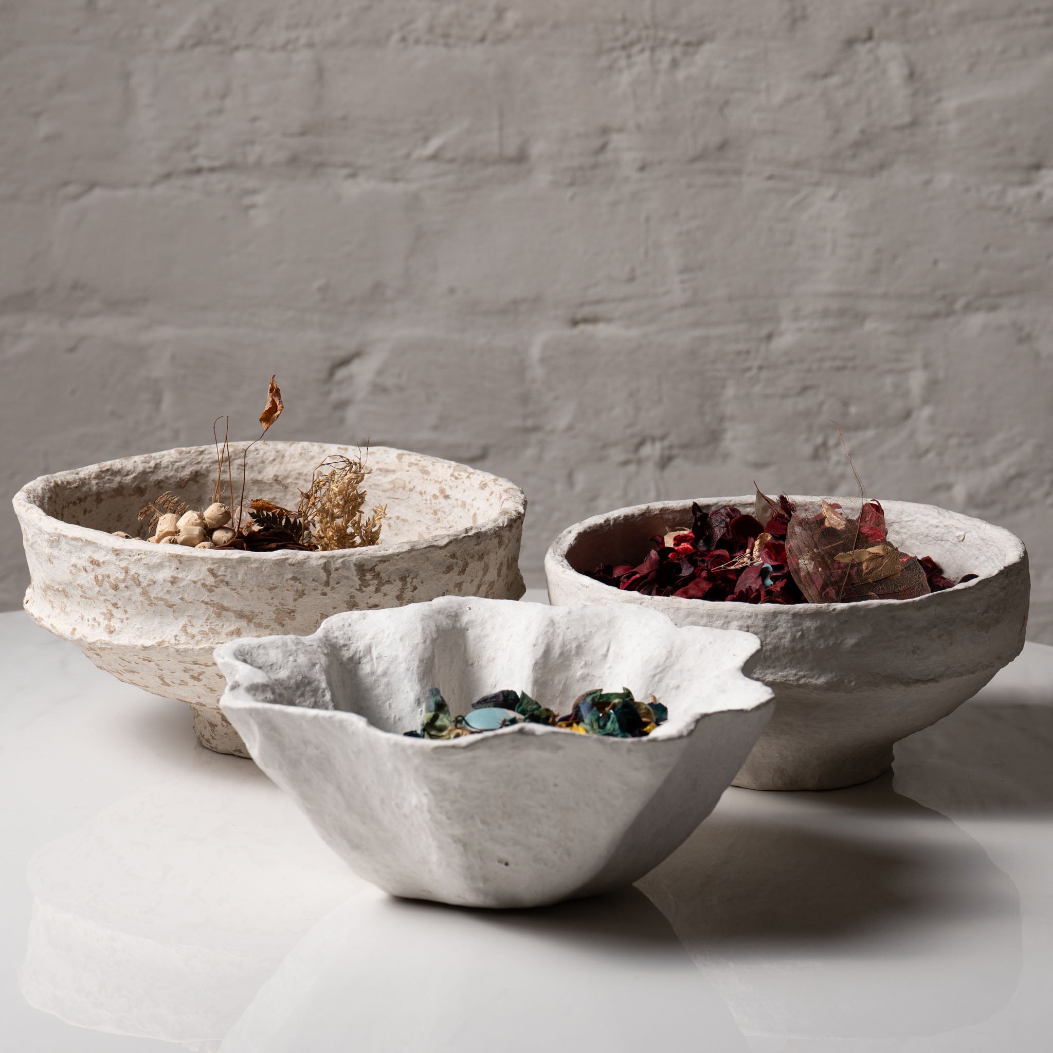 Soft white recycled paper decorative bowl
