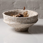 Handmade Papier-Mâché Bowl with Organic Rim | Soft  Rustic & White Sculptural Decor