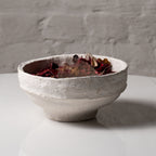 Handmade Papier-Mâché Bowl with Organic Rim | Soft  Rustic & White Sculptural Decor