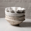 Handmade Papier-Mâché Bowl with Organic Rim | Soft  Rustic & White Sculptural Decor