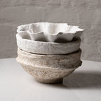 Handmade Papier-Mâché Bowl with Organic Rim | Soft  Rustic & White Sculptural Decor