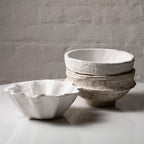 Handmade Papier-Mâché Bowl with Organic Rim | Soft  Rustic & White Sculptural Decor