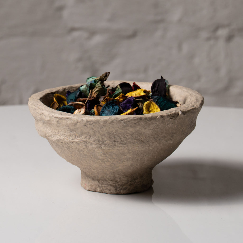 Handmade paper mâché decorative bowl with natural textured finish by AALA India