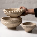 Handmade paper mâché decorative bowl with natural textured finish by AALA India