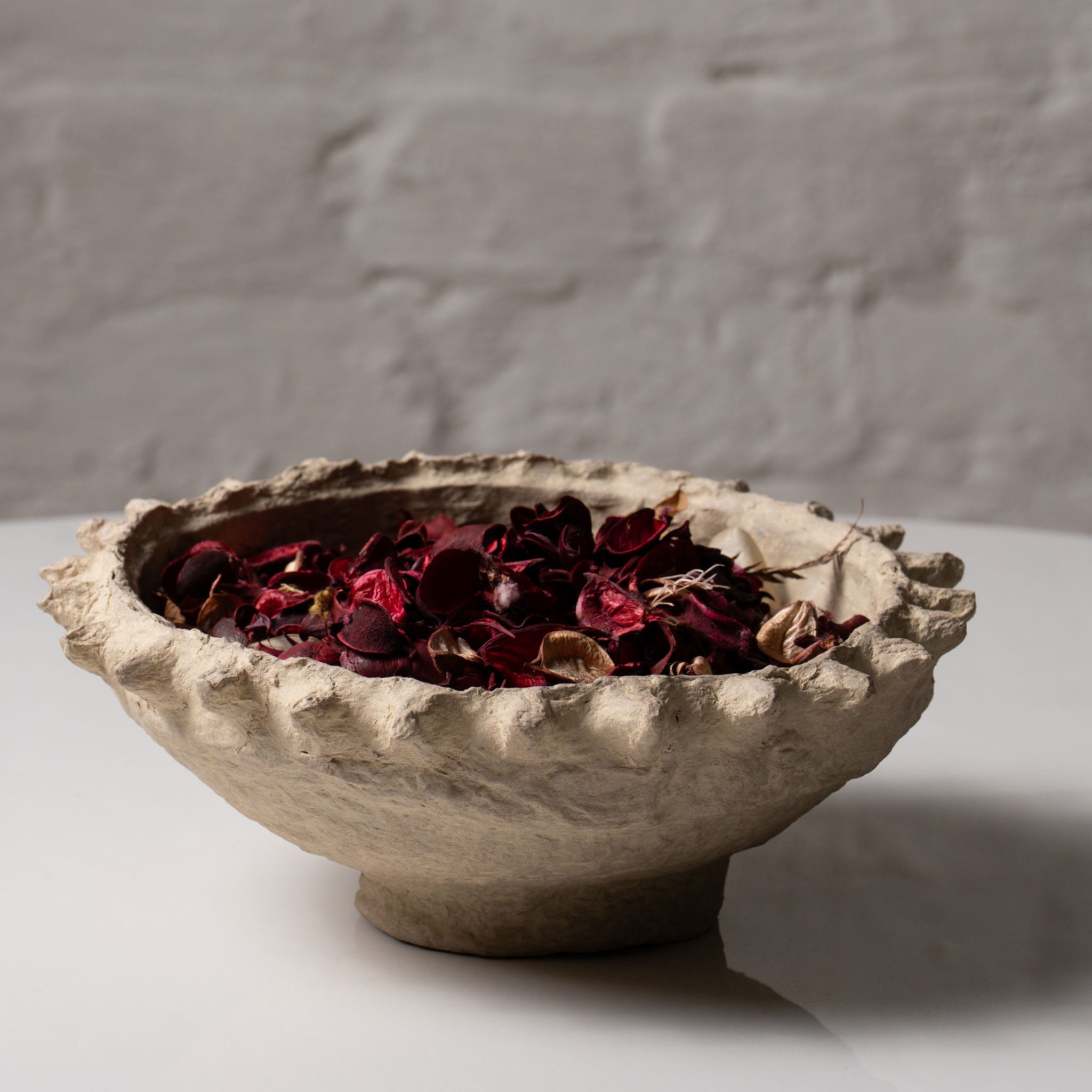 Handmade Rustic Paper Mâché Decorative Bowl – Rustic, Mud & Beige