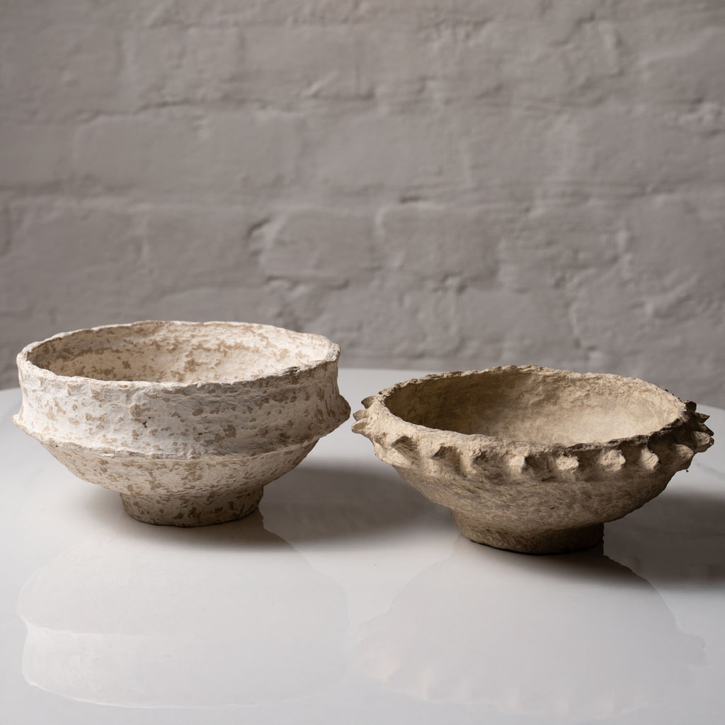 Handmade Rustic Paper Mâché Decorative Bowl – Rustic, Mud & Beige