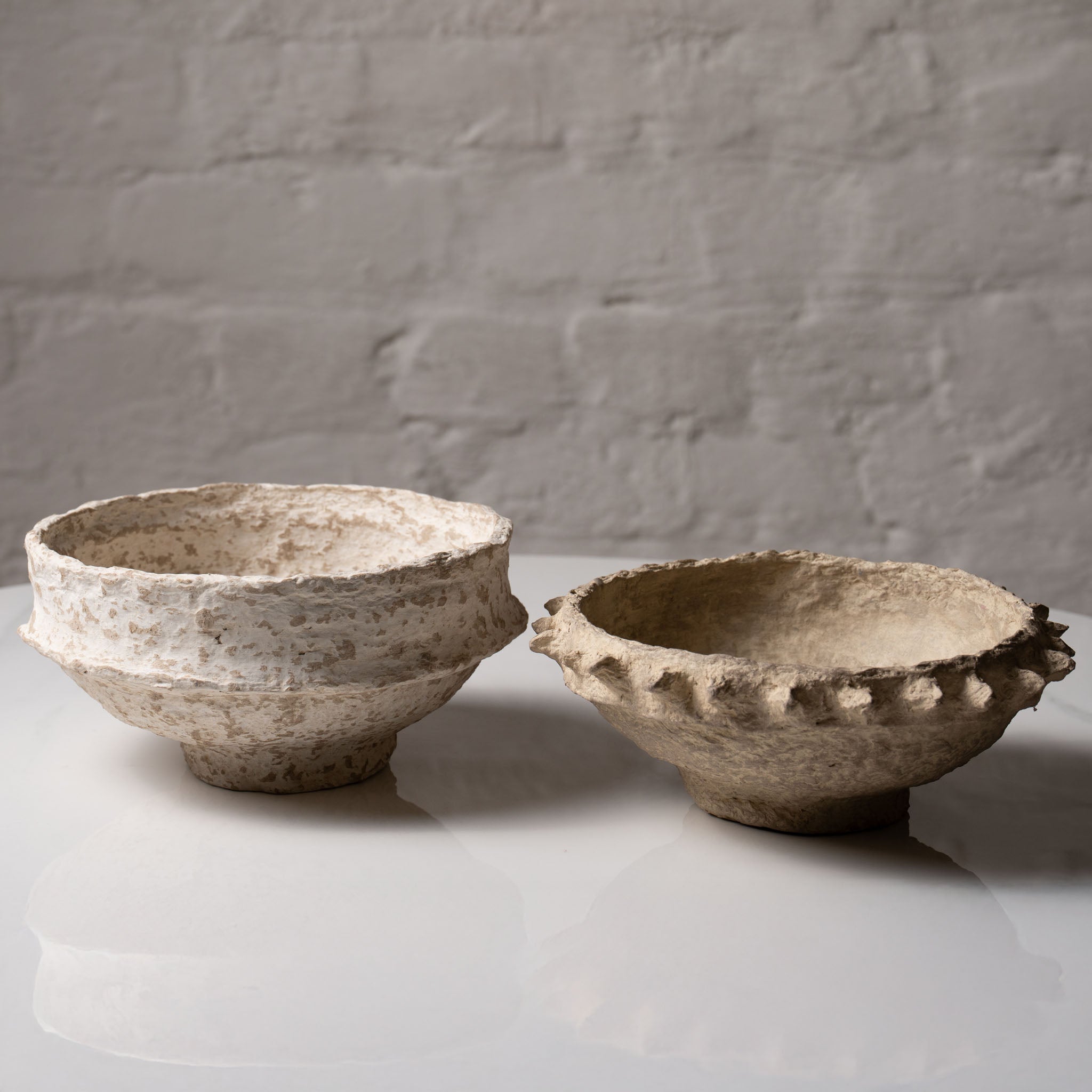 Handmade Rustic Paper Mâché Decorative Bowl – Rustic, Mud & Beige