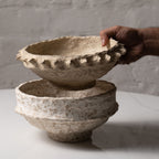 Handmade Rustic Paper Mâché Decorative Bowl – Rustic, Mud & Beige