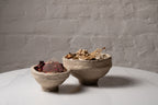 Large handmade paper mache bowl in natural beige colour with dried flowers for earthy home decor