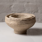 Stackable handmade paper mache bowls in beige rustic tone, eco friendly decorative bowls