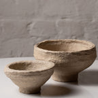 Handmade Paper Mâché Bowl Set (2) – Rustic Beige Decorative Bowls for Modern Homes | AALA India